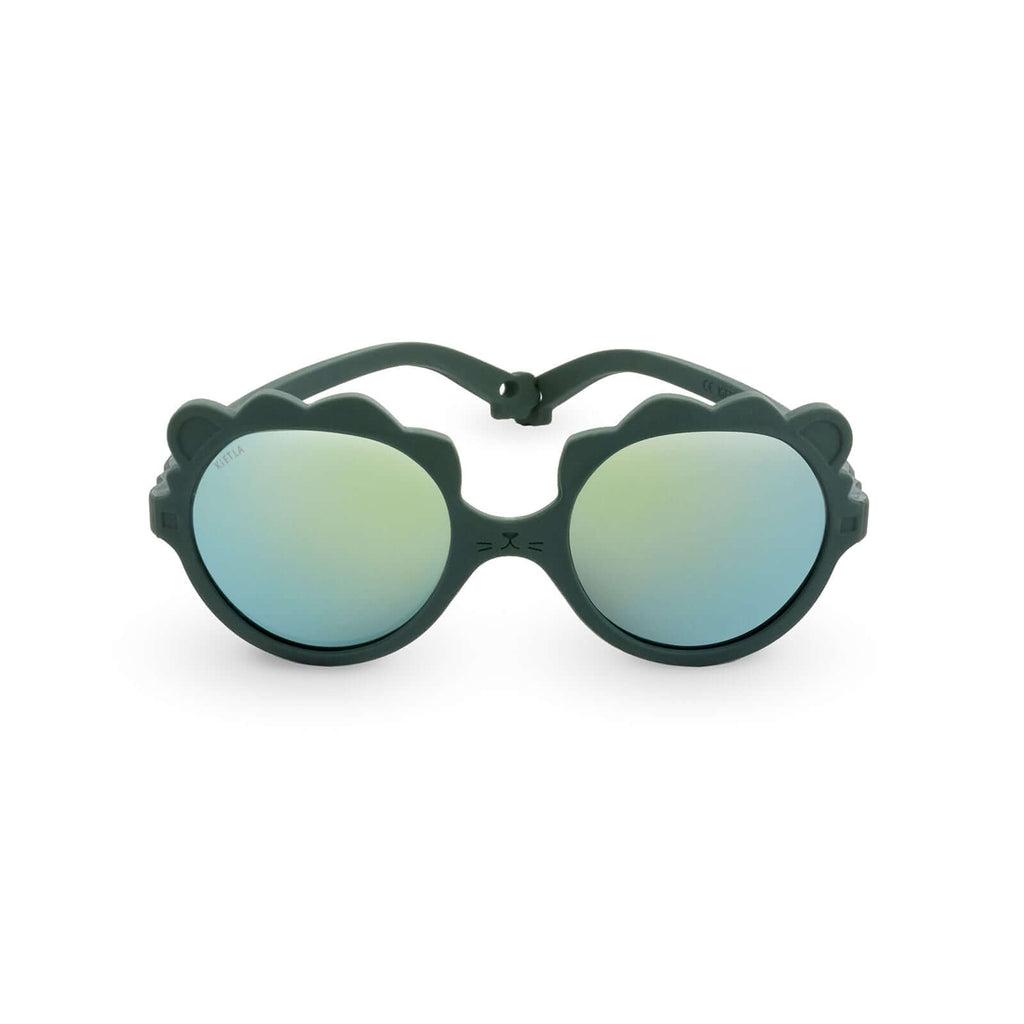 KI ET LA Lion baby sunglasses green front view